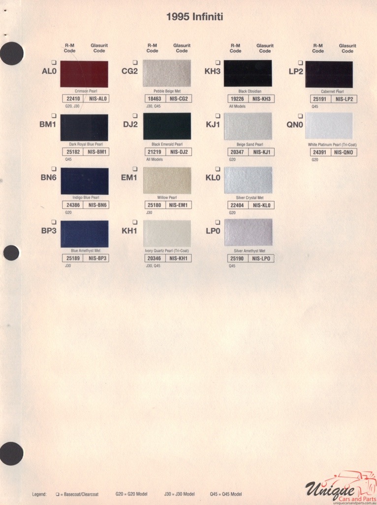 1995 Infiniti Paint Charts RM